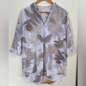 Hand crafted eco print linen tunic